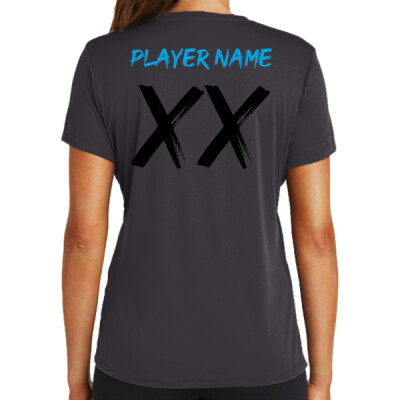 W_Ladies Drifit Shirt [Grey-Hot Pink] - Personalized  Thumbnail