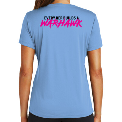Warhawks_Ladies Drifit Shirt [White- Blue] - Slogan back - Every Rep  Thumbnail