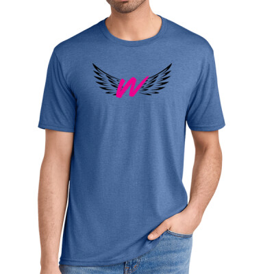 W_Adult Unisex T-Shirt [White - Blue] Logo only Thumbnail