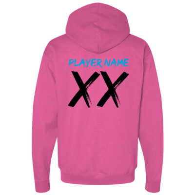 W_Core Fleece Hoodie [Grey - Hot Pink] - Personalized Thumbnail
