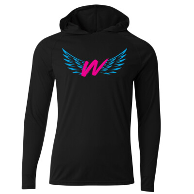 W_Performance Long Sleeve Hooded Tee [Black] Logo Only Thumbnail