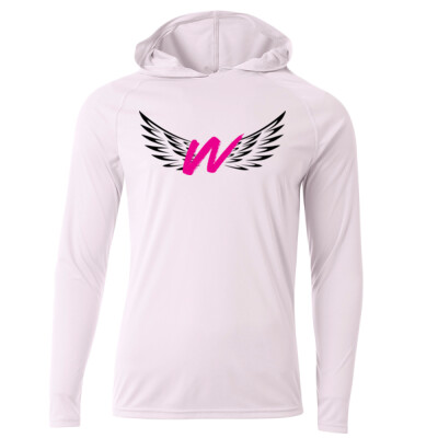 W_Performance Long Sleeve Hooded Tee [White] Logo Only Thumbnail