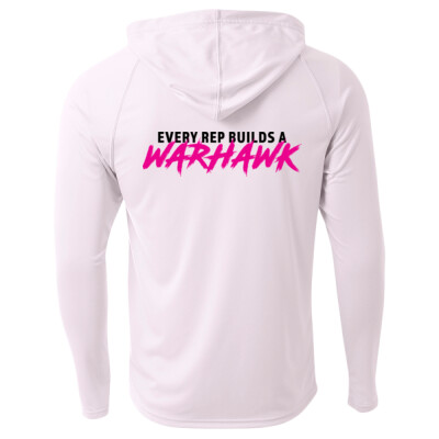 Warhawks_Performance Long Sleeve Hooded Tee [White] - Slogan back - Every Rep Thumbnail