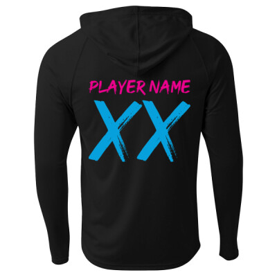 W_Performance Long Sleeve Hooded Tee [Black] - Personalized Thumbnail